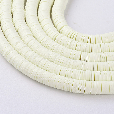 Flat Round Handmade Polymer Clay Beads CLAY-R067-6.0mm-21-1