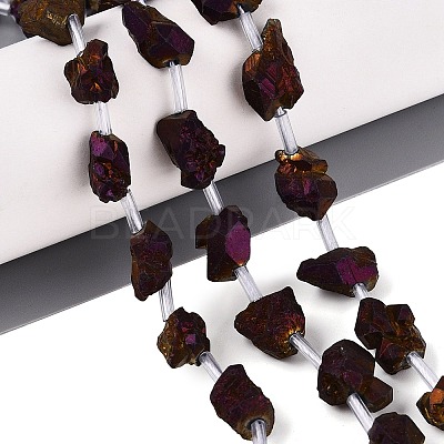 Electroplate Raw Rough Natural Amethyst Beads Strands G-Q610-06B-1