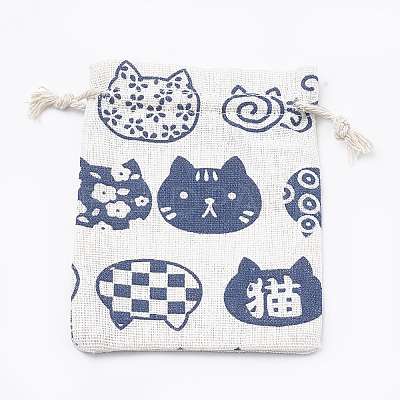 Kitten Polycotton(Polyester Cotton) Packing Pouches Drawstring Bags ABAG-T006-A19-1