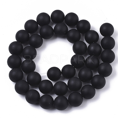 Natural Black Stone Bead Strands G-R193-01-10mm-1