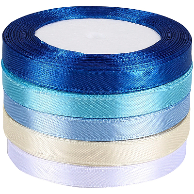 5 Rolls 5 Colors Polyester Ribbon OCOR-CP0001-26A-1