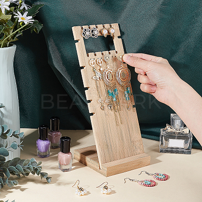 16-Hole 2-Row Wood Jewelry Display Stands EDIS-WH0016-007B-1