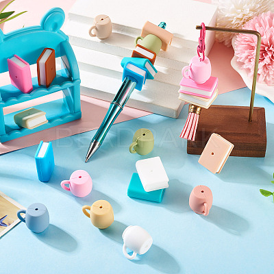 14Pcs 14 Styles Book Shape Silicone Beads SIL-TA0002-71-1