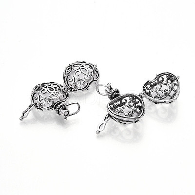 Rack Plating Brass Cage Pendants KK-S751-001AS-1
