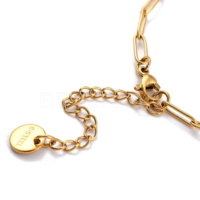 Brass Enamel Evil Eye Link Chain Necklaces NJEW-P256-02-1