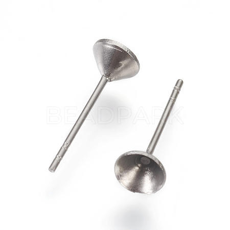 304 Stainless Steel Post Stud Earring Settings STAS-E446-01D-P-1