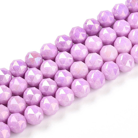 Anti-Tarnish Electroplate Glass Beads Strands X-GLAA-N010-8mm-10-1