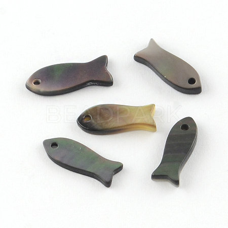 Fish Black Lip Shell Charms LS-X-SHEL-R009-20-1