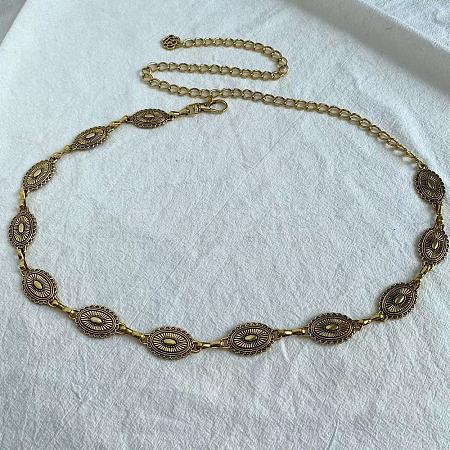 Tibetan Style Zinc Alloy & Iron Oval Link Chain Waist Belly Chains WGB4B33-04-1