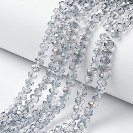 Electroplate Transparent Glass Beads Strands EGLA-A034-T8mm-F10-1