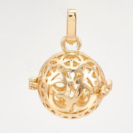 Rack Plating Brass Cage Pendants KK-S751-012KC-1