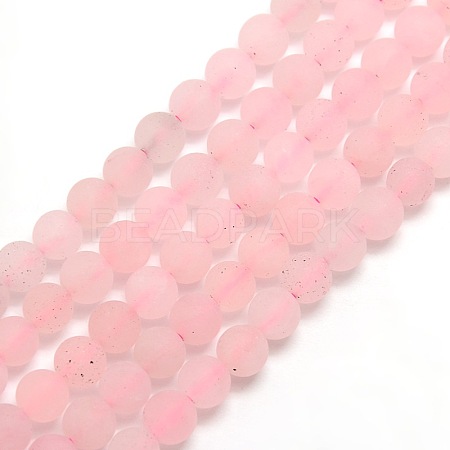 Frosted Natural Rose Quartz Round Bead Strands X-G-M064-6mm-09-1