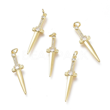 Brass Micro Pave Clear Cubic Zirconia Pendants LS-ZIRC-I048-16G-1