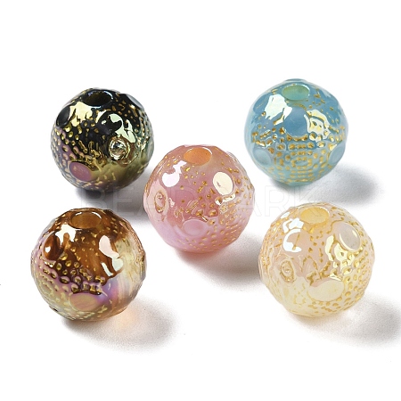 Golden Metal Enlaced Opaque Acrylic Beads OACR-H040-04-1