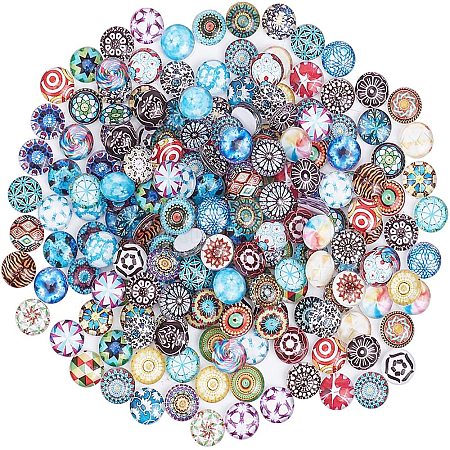 Printed Glass Half Round/Dome Cabochons GGLA-PH0002-10mm-04G-1