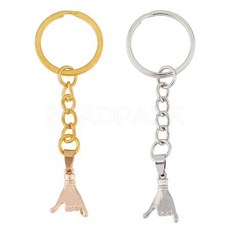 Pull Hook Gesture Alloy Pendant Keychain KEYC-WH0036-36A-1