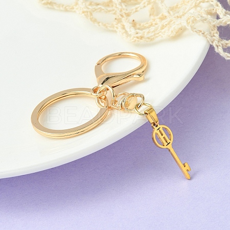 304 Stainless Steel Initial Letter Key Charm Keychains KEYC-YW00004-08-1