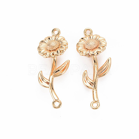 Brass Birth Flower Connector Charms X-KK-S364-231-1