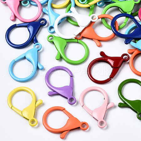 Spray Painted Eco-Friendly Alloy Lobster Claw Clasps PALLOY-T080-06A-NR-1