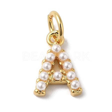 Rack Plating Brass with ABS Plastic Imitation Pearl Charms KK-B092-30A-G-1