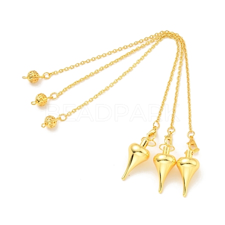 Brass Cable Chain Pointed Dowsing Pendulums HJEW-D004-03G-1