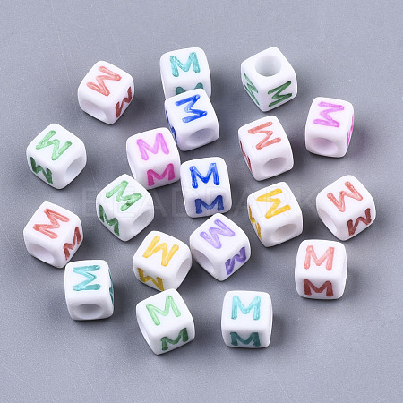 Opaque White Acrylic Beads SACR-R252-02M-1