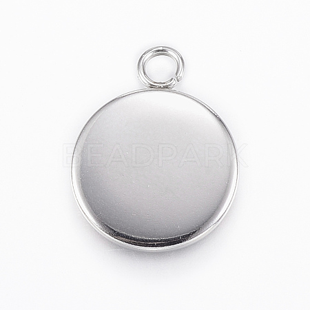 304 Stainless Steel Pendant Cabochon Settings STAS-E146-18P-12mm-1