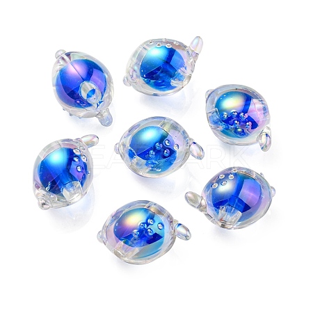 UV Plating Rainbow Iridescent Acrylic Beads OACR-F004-07C-1