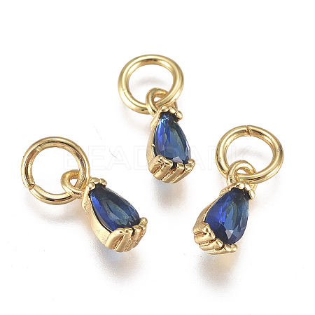 Brass Micro Pave Cubic Zirconia Charms ZIRC-F111-04G-07-1