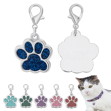 6Pcs 6 Colors Zinc Alloy Glitter Enamel Pendant Decorations AJEW-AR0001-93-1