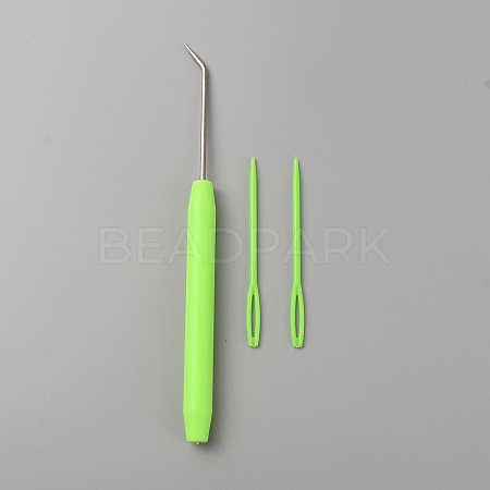 Plastic & Iron Bent Tip Crochet Needle TOOL-WH0159-06C-1