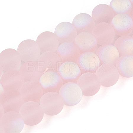 Frosted Transparent Glass Beads Strands GLAA-T032-T8mm-MBB10-1