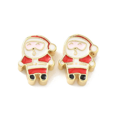 Christmas Brass Enamel Beads KK-I474-G28-1