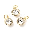 Brass Micro Pave Clear Cubic Zirconia and Glass Pendants KK-N289-05G-1