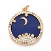 Rack Plating Brass Micro Pave Clear Cubic Zirconia Pendants KK-M229-05G-1