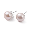 Natural Pearl Round Bead Stud Earrings EJEW-E298-01F-03P-1