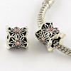 Antique Silver Plated Alloy Rhinestone Large Hole European Beads X-MPDL-R041-08F-1