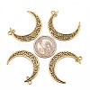 Tibetan Style Alloy Hollow Moon  2-Loop Link Pendants LS-TIBEP-5312-AG-LF-2