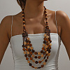 Bohemian Ethnic Style Wood Beaded Multilayer Necklaces & Dangle Earrings Sets WG82ABA-01-2