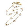 304 Stainless Steel & Plastic Pearl Link Chain Necklaces for Women NJEW-K383-04C-G-1