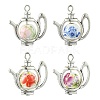 Rotatable Floral Printed Porcelain Bead Teapot Pendants PALLOY-JF03167-1