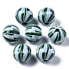 Painted Natural Wood European Beads WOOD-S057-042A-1