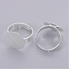 Adjustable Iron Silver Color Plated Pad Ring Base Findings X-IFIN-C046-S-2