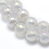 Electroplated Natural Agate Beads Strands G-O164-01B-6mm-3