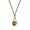 Brass Macrame Pouch Stone Holder Pendant Necklaces NJEW-JN04653-02-3