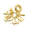 Brass Clear Cubic Zirconia Word FAMILY Heart European Dangle Charms X-KK-C087-14G-2