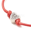 2Pcs 2 Colors Alloy Heart Beaded Cord Bracelets Set BJEW-JB08113-02-5