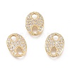 Brass Micro Pave Clear Cubic Zirconia Links KK-O127-04G-1