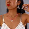 Bohemian Imitation Leather Cord Necklaces & Alloy Dangle Earring Sets FS-WG3325C-02-1