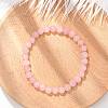 Natural Rose Quartz Bead Stretch Bracelets BJEW-K212-A-045-4